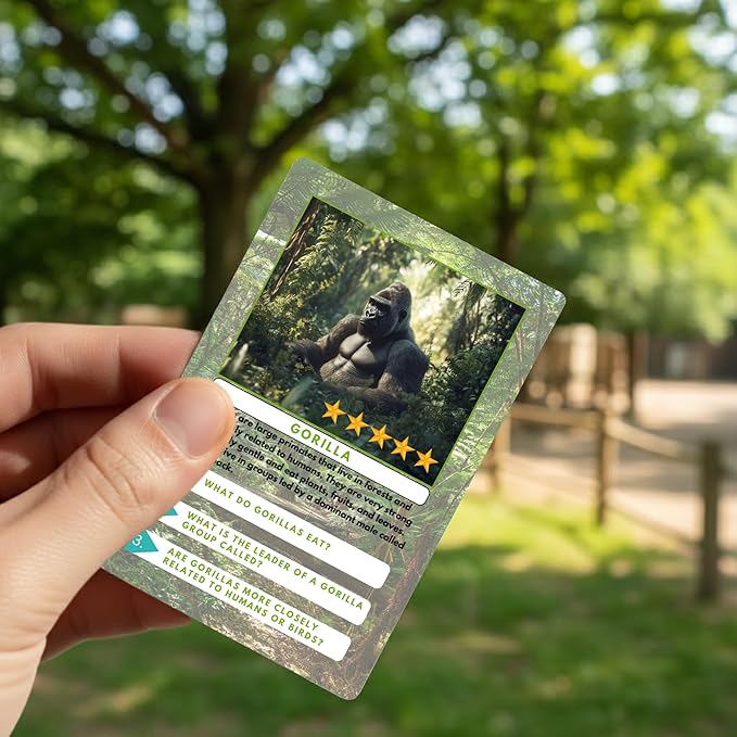 Zoo Animal Trivia Flash Cards for Kids, Learn About Lions, Monkeys, Elephants & More, Educational Learning Flashcards with Fun Facts & Quiz Questions – Great STEM Gift for Ages 3-5