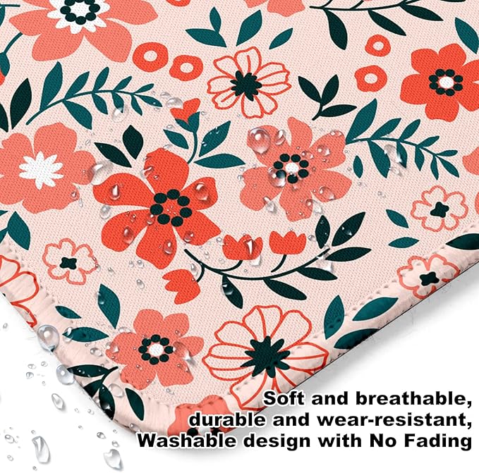 Red Flower Square Mouse Pad with Non-Slip Rubber Base,Home Office Decoration Desktop Accessory, Laptop Mouse Pad for Office Laptops,9.4x7.8x0.12in 18