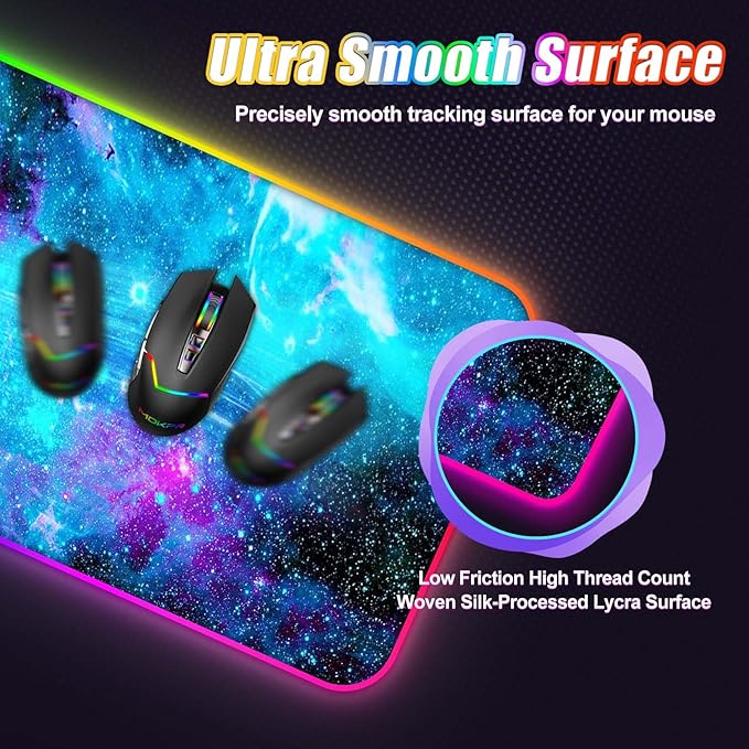 ToLuLu Wireless Charging RGB Gaming Mouse Pad, 15W LED Mouse Mat with 30W Charger, 14 Light Modes Large Mousepad with Wrist Support, Non-Slip Rubber Base Desk Mat Computer Keyboard Pad, Galaxy Nebula