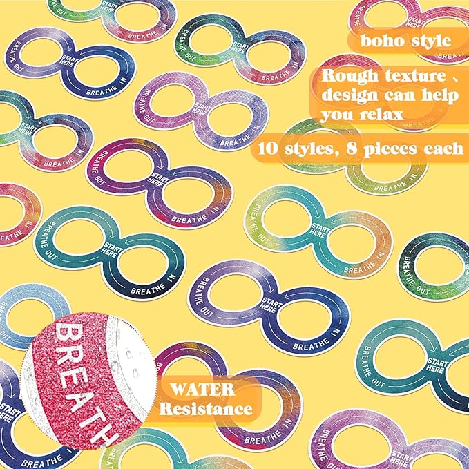 Crtiin 80 Pcs Anxiety Sensory Stickers with Inspirational Quotes Calm Textured Relief Mental Health Stickers Office Adhesive Sensory Tape Anti Stress for Adults(Elegant)