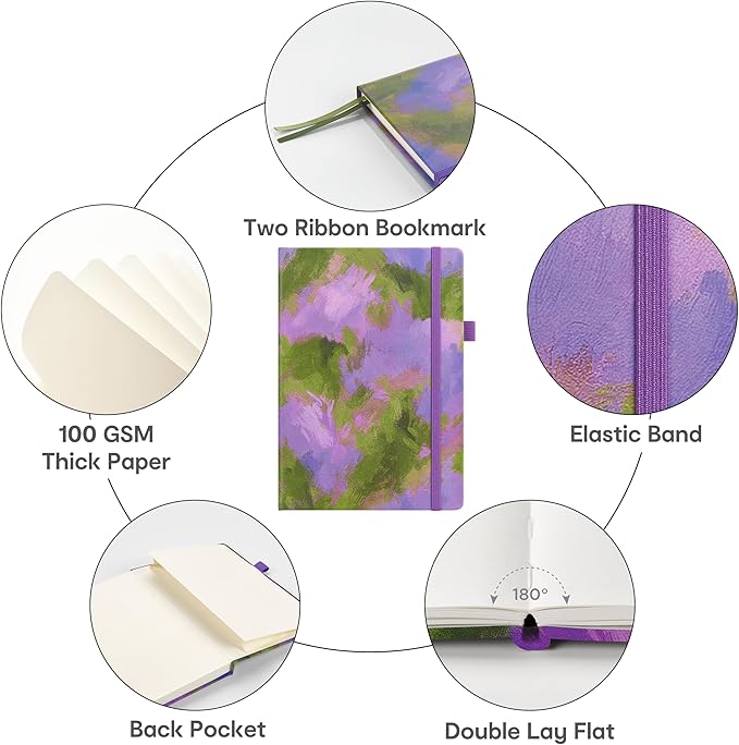 &And Per Se Lined Journal Notebook, 160 Pages, A5 5.7 x 8 inches College Ruled Thick Paper Notebook Journals for Writing, Hardcover Notebooks for Women Men Office School (Lavender Grove)