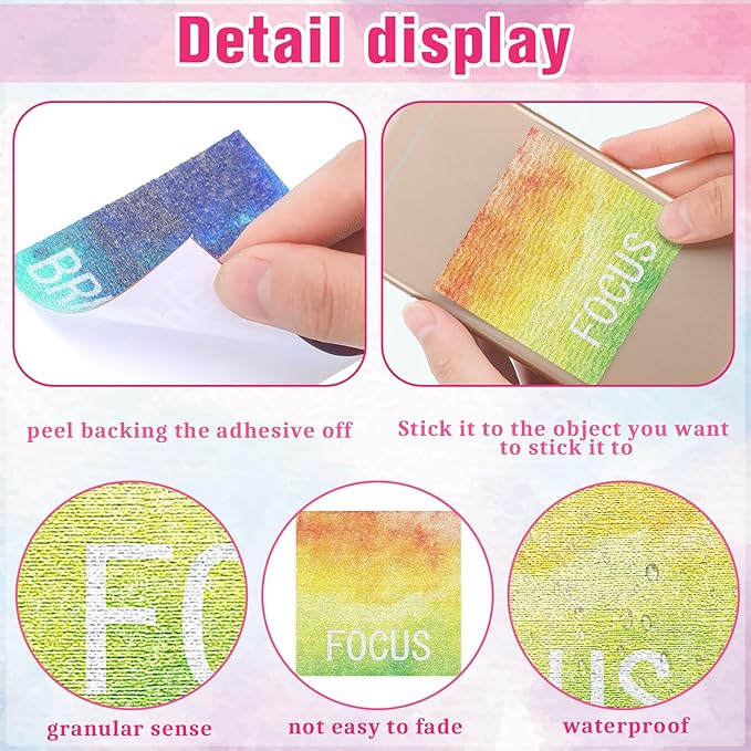 Crtiin 80 Pcs Anxiety Sensory Stickers with Inspirational Quotes Calm Textured Relief Mental Health Stickers Office Adhesive Sensory Tape Anti Stress for Adults(Classic)
