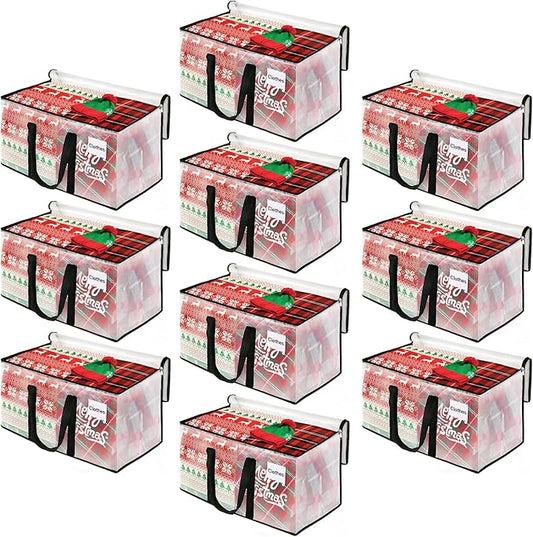 BlissTotes Moving Bags, 76L 10-Pack Storage Bags, Moving Box Heavy Duty Extra Large, Moving Totes with Zipper, Reinforced Handles Boxes for Packaging Moving, Decorative Wreath Storage