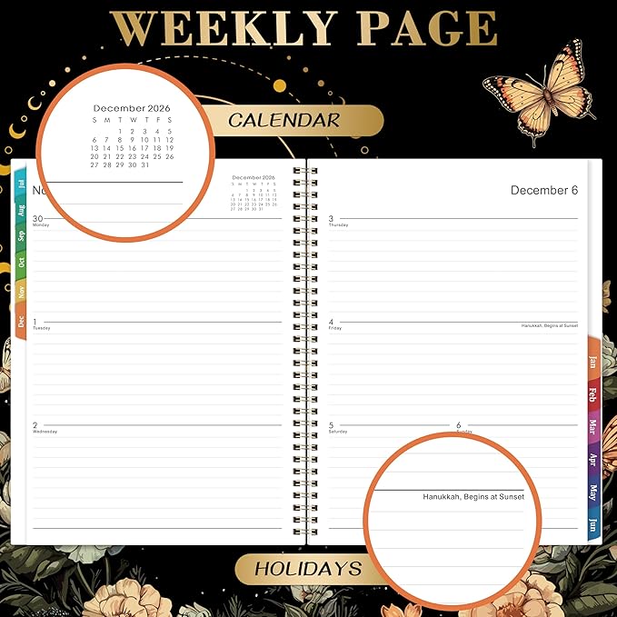 Planner 2026-2027 - Academic Planner, July 2026 - June 2027, 9" x 11", 2026-2027 Planner Weekly and Monthly, Colorful Tabs, Back Pocket, Perfect Daily Organizer - Butterfly