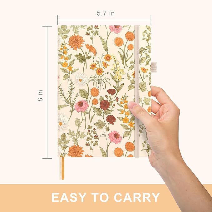 &And Per Se Lined Journal Notebook for Women&Men with Pattern, 160 Pages 100GSM Thick Paper, A5 Hardcover Journals for Writing, Valentine's Day Gift Journal for Her (Wild Flowers)