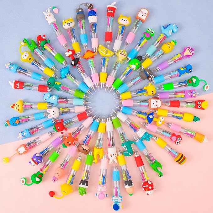 CZWZ 200Pcs Mini Multicolor Pens in One 4-in-1 Cute Pens Bulk, Ballpoint Pen for Birthdays and Parties, Fun Gifts Assorted Ink Kawaii Pen