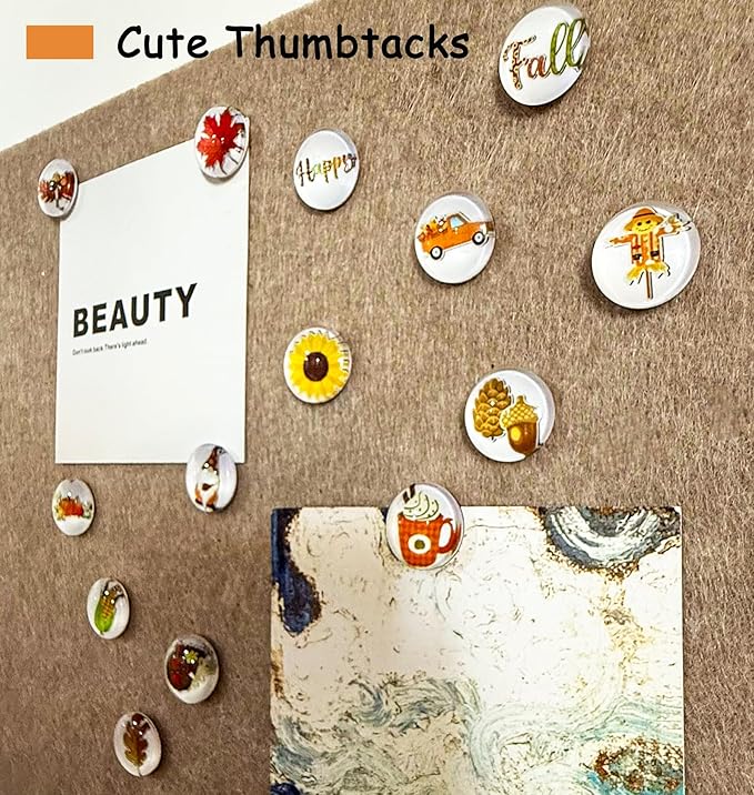 Thumb Tacks 24Pcs Thanksgiving Decorative Pushpins for CorkBoard,Bulletin Board Tacks,Feature Wall, Cubicle,Office Desk or Home Decor(Fall Theme)