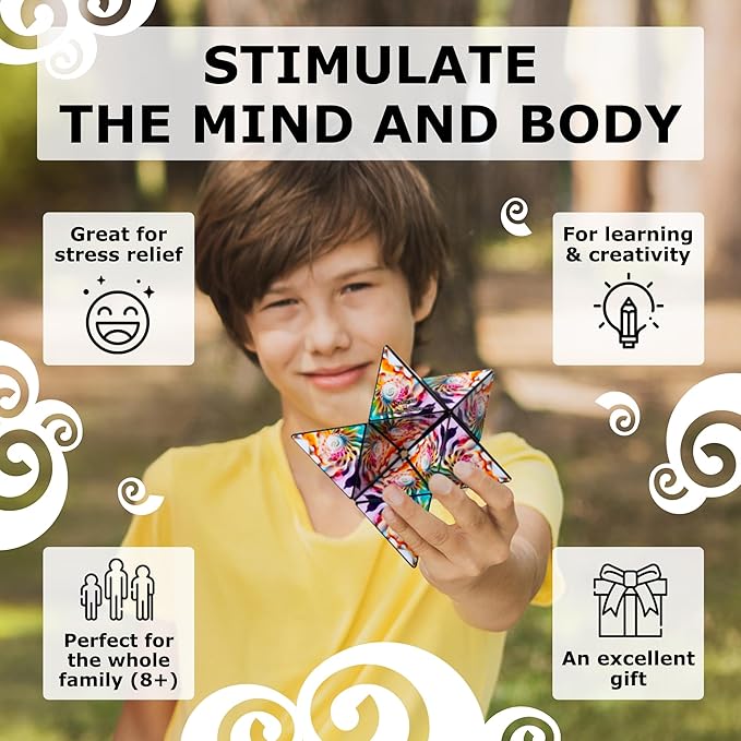 Shashibo Octa Shape Shifting Box - STEM Fidget Toy with Ultra Strong Magnets, Perfect Sensory Gift for Kids, Teens, and Adults – Pairs w/All Shashibo Cubes (Atlantis)