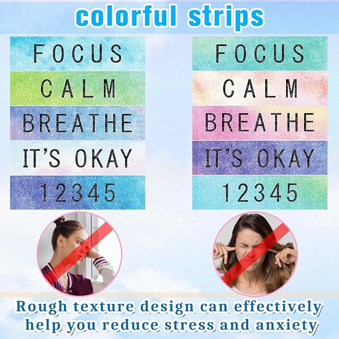 Crtiin 80 Pcs Anxiety Sensory Stickers with Inspirational Quotes Calm Textured Relief Mental Health Stickers Office Adhesive Sensory Tape Anti Stress for Adults(Bright)