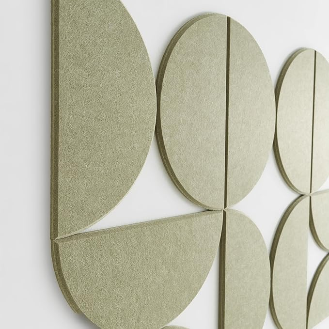 Large Bulletin Board Kit 48x36- Minimalist Wall Art to Replace Your Old Cork Boards for Walls for Office Decor - 24-Pack Semi-Circle Felt Wall Tiles for Home Office Décor (Sage)