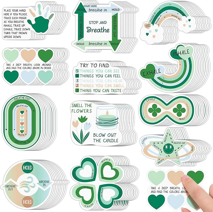 Fulmoon 120 Pcs Anxiety Sensory Stickers Textured Sensory Strips Tactile Rough Calm Sensory Stickers Adhesive Tactile Fidget Tool for Classroom Desk Adults Teens Anxiety Relief(Green)