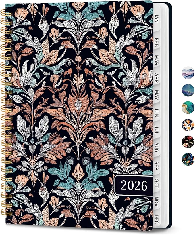 2026 Planner, Weekly and Monthly Calendar Planner for Women, Jan 2026 - Dec 2026, Hardcover Planning Agenda book with Tabs, Spiral Bound, Inner Pocket, Perfect for School Office Supplies, 6.3" x 8.5" - Verdant Leaf