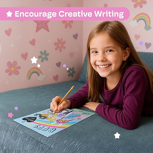 Cute Stationary Set for Girls by Jewelkeeper - 30 Sheets Stationary Letter Paper with 20 Envelopes, Stickers, and Seals - Fun Rainbow Design Letter Writing Kit for Kids - Cool Girls Stationery Set