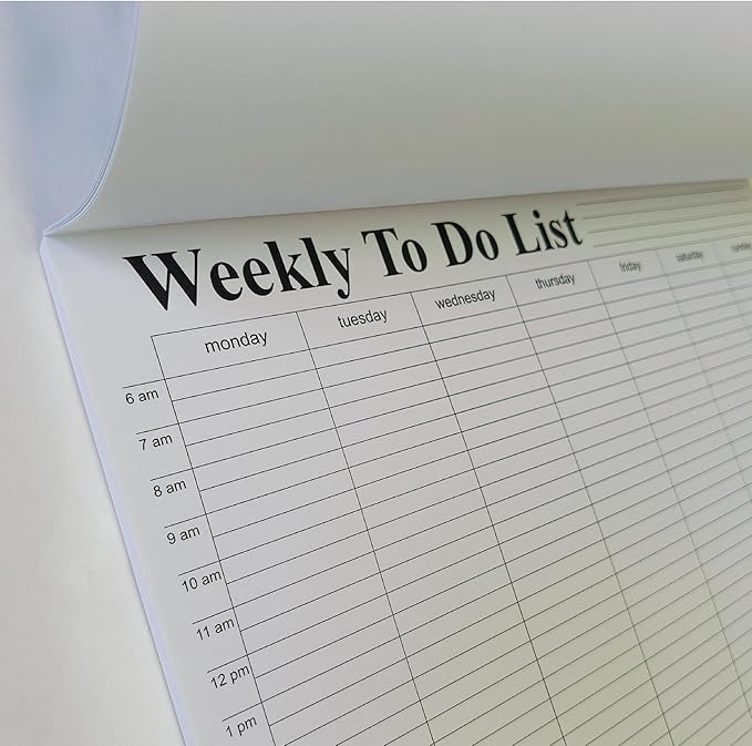 Weekly To Do List notepad, Hourly Schedule, Monday-Sunday, 6am-10pm,Task Planner & Activity Log Notepad – 8.5 x 11” Undated Daily & Hourly Planning Pad, To-Do List, Checklist, Track Time & Tasks, ADHD Tracker – Organize Workday, Boost Productivity