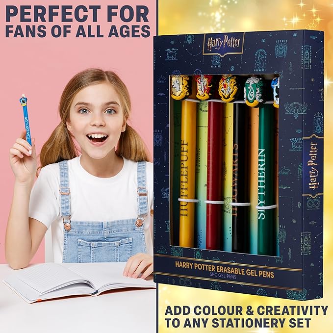 Get Trend Harry Potter 5pcs Erasable Gel Ink Pens Cute Writing Pens for Kids Fun Stationery Set Kawaii Journaling Supplies Gift Set Cool Pen Gifts for Kids (Harry Potter)