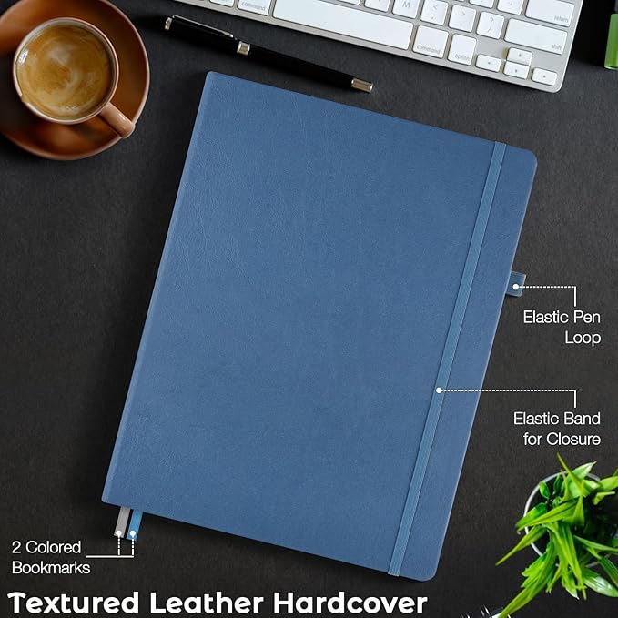 Blank Notebook, Hardcover Sketch Book, 8.5" x 11" Large Blank Journal, No Bleed Thick Paper Sketchbook for Drawing Art, Unlined Notebook Journal for Women Men, A4 Leather Sketchbook, Lay Flat, Navy