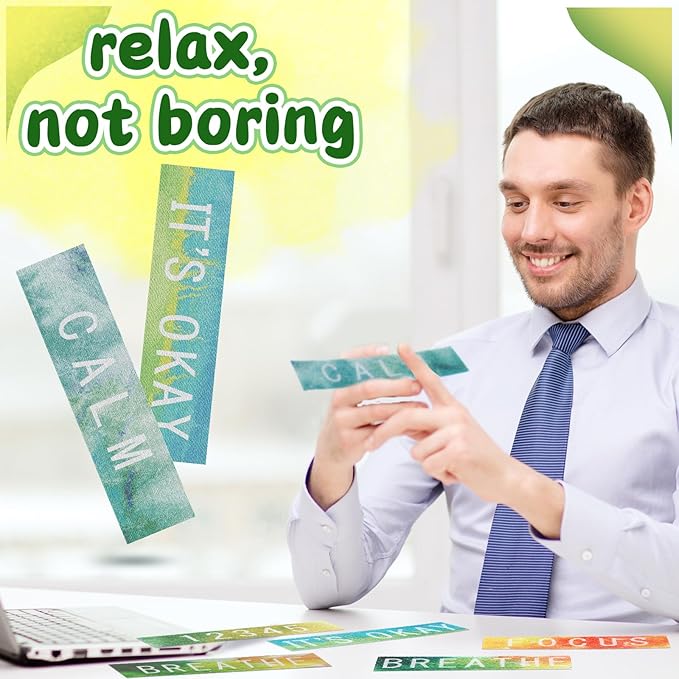 Crtiin 80 Pcs Anxiety Sensory Stickers with Inspirational Quotes Calm Textured Relief Mental Health Stickers Office Adhesive Sensory Tape Anti Stress for Adults(Dazzling)