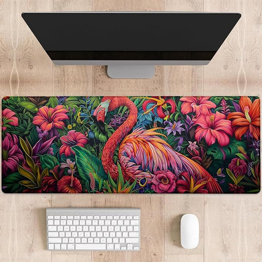 Flamingo Gaming Mouse Pad, Large Desk Mat for Computer, Extended Keyboard Laptop Mouse Pads, 31.5×11.8in Non Slip Rubber Mousepad for Office Decor Gifts(color5)