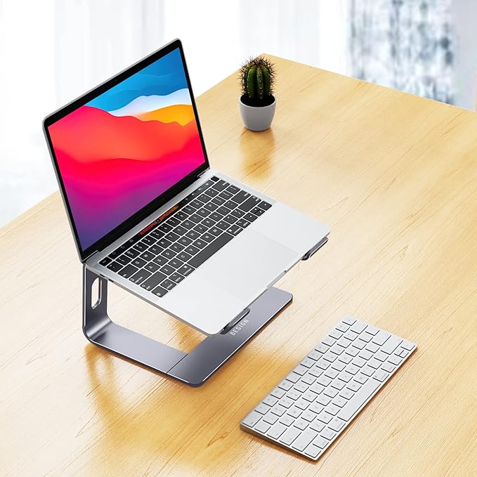 BESIGN LS03 Aluminum Laptop Stand, Ergonomic Detachable Computer Stand, Notebook Holder Compatible with MacBook Air Pro, Dell, HP, Lenovo More 10-15.6" Laptops, Space Gray