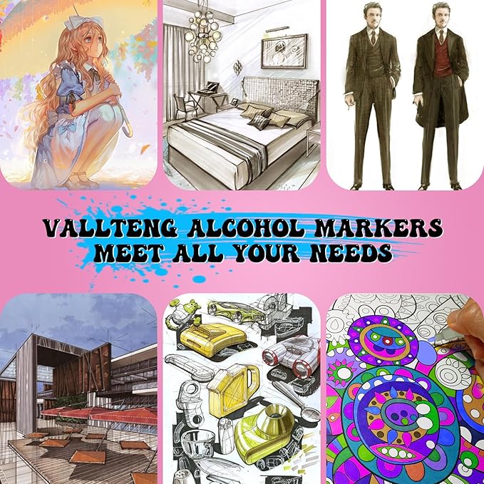 alchilalart 48 Colors Alcohol Based markers, Alcohol Markers Set, Dual Tip Alcohol Sketching Drawing Markers Animation for Adults Kids