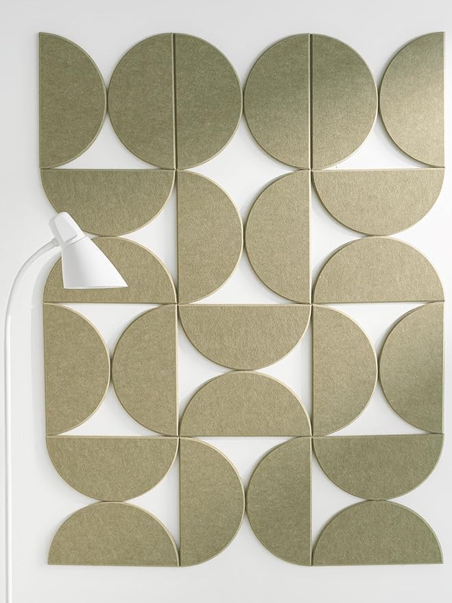 Large Bulletin Board Kit 48x36- Minimalist Wall Art to Replace Your Old Cork Boards for Walls for Office Decor - 24-Pack Semi-Circle Felt Wall Tiles for Home Office Décor (Sage)