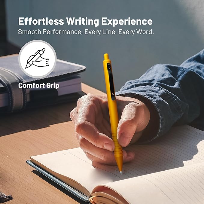 Everyman Amber Super Matte Grafton Pen & Refill Set | Refillable Metal 0.7mm Gel Pen with 3 Smooth Black Ink Refills | Premium EDC Writing Tool for Office, Work, Travel & Gifting