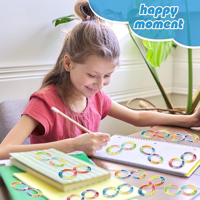 36 Pcs Sensory Strips Infinity Rainbow Anxiety Mindfulness Stickers Adults Stress Breathing Stickers Fidget Adhesives Rough Textured Tape for Classroom Desk Office Computer(Figure Eight Shape)