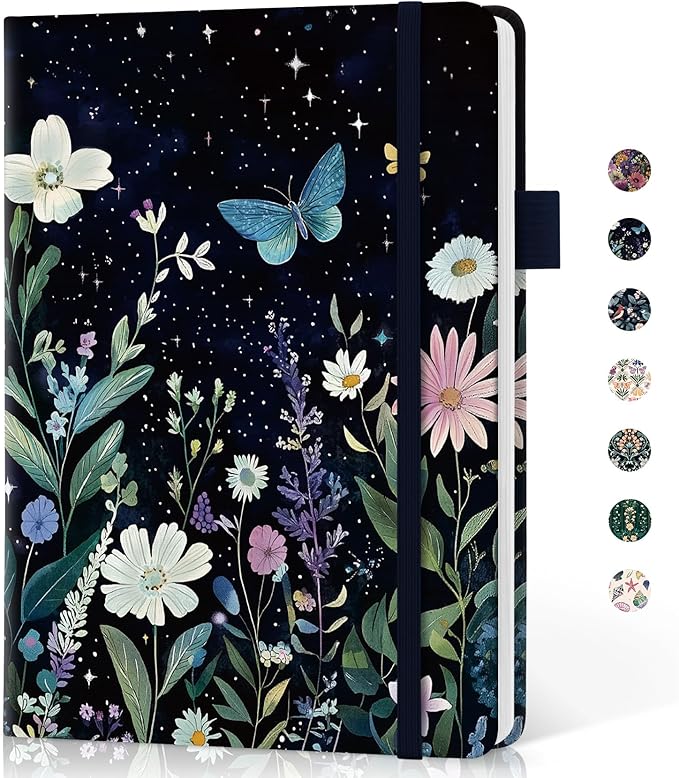 Taja Lined Journal Notebook for Women & Men, Hardcover Leather Journal for writing, A5 College Ruled Notebook for Work & Note Taking, Perfect for Office School Home Supplies, 160 Pages, Celestial