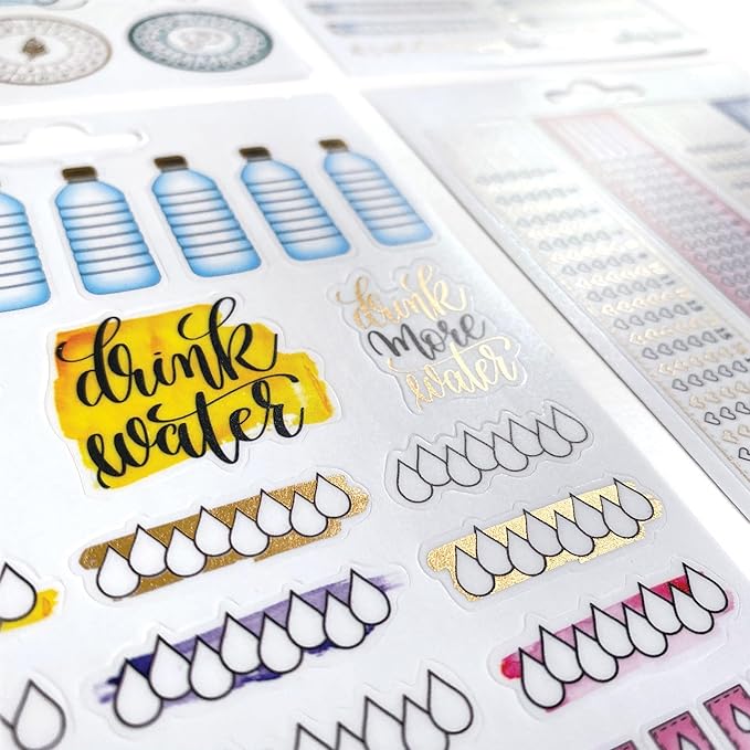 Paper House Productions Planner Sticker Pack of 4 Sticker Sheets for Planners, Journaling and Crafting - Personal Habit Trackers