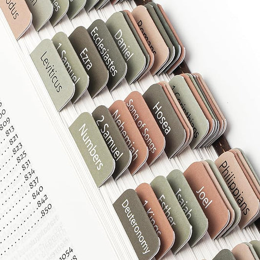 Mr. Pen- Bible Tabs, 75 Tabs, Green Terracotta, Vintage, Laminated Bible Tabs for Women and Men, Bible Tabs for Study Bible, Bible Index Tabs, Bible Book Tabs, Bible Labels Tabs, Mr Pen Bible Tabs