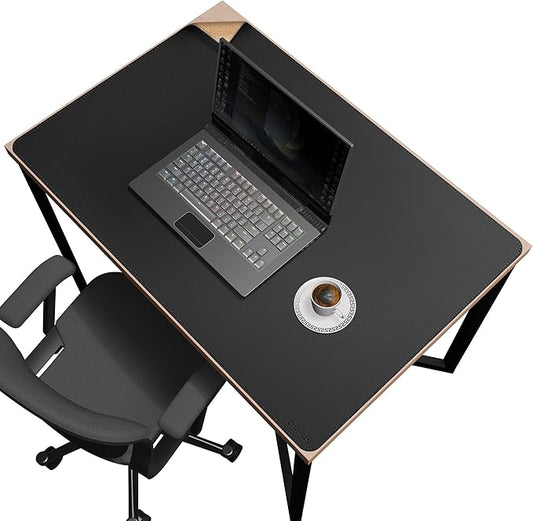 Chihein 35" x 24" Desk Mat with Cork & PU Leather, Dual Sided Desk Pad, Waterproof Computer Desk Mat for Gaming, Office, Home (Black)