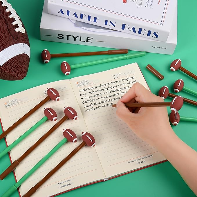 LiYiQ 50 Pcs Football Cartoon Cute Fun Pens Kawaii FootballShape Gel Black Ink Pen Cute Football Pens for Office Home Present