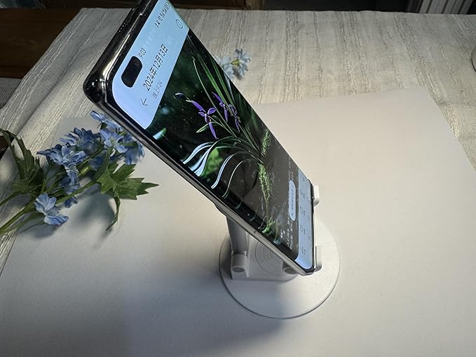 Cell Phone Stand, 360 Rotating Phone Stand, Fully Adjustable and Foldable Desktop Phone Stand. The Base of The Stand is Suitable for All Types of Mobile Phones. (White)