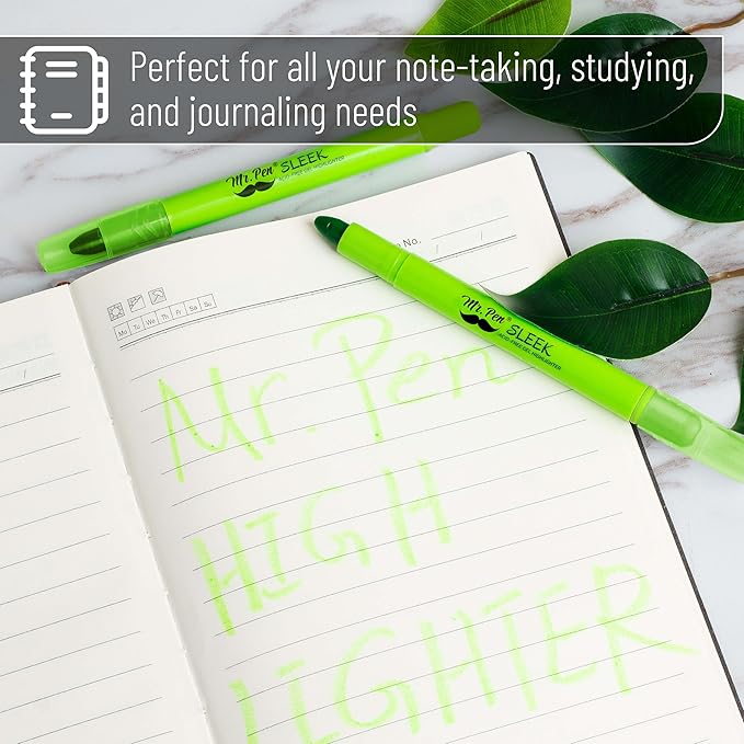 Mr. Pen No Bleed Gel Highlighter, Bible Highlighters, Green, Pack of 4