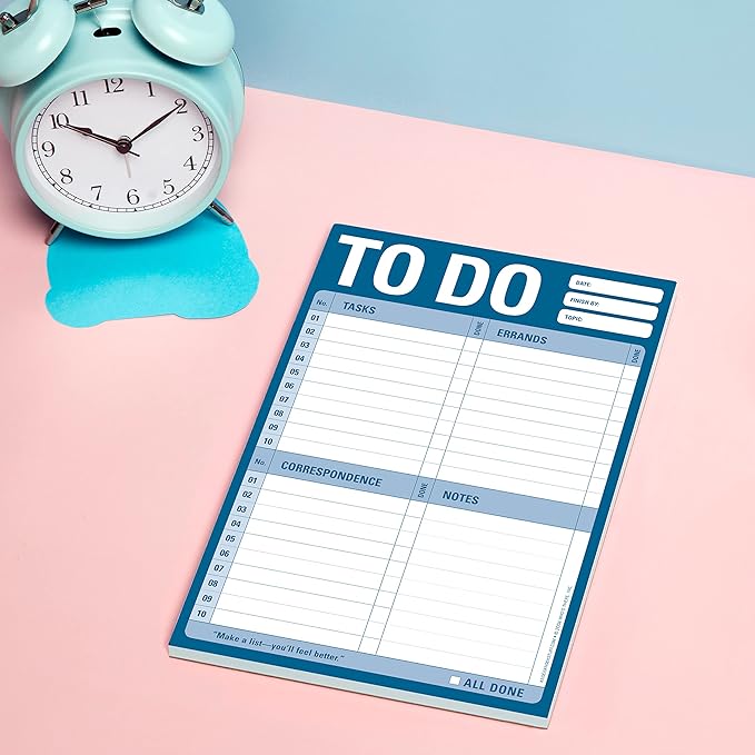 1-Count Knock Knock To Do Pad, To Do List Note Pad for Daily Tasks, Errands, Notes, 6 x 9-inches (Blue)
