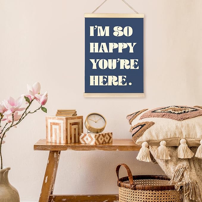TAEDIN Boho Classroom Wall Art Poster Hanger Frame - Blue Nursery Wall Art with Wood Frames, Inspirational Wall Hanging Decor for Baby Kids Room School Home Bedroom, 12x16 Inches