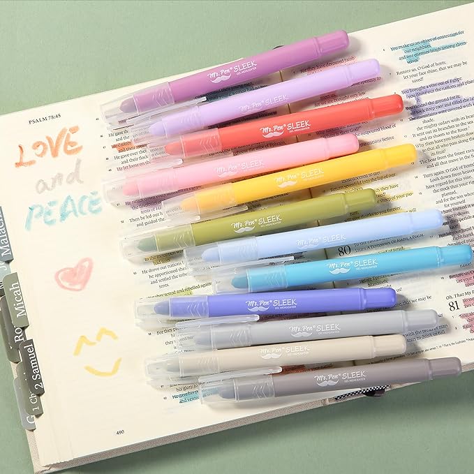 Mr. Pen- Gel Highlighters, 12 Pack, Morandi & Vintage Colors, Bible Highlighters for Bibles That Do Not Bleed