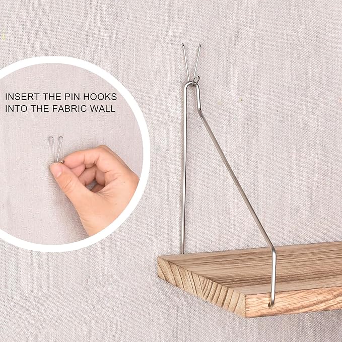 Fabric Wall Cubicle Shelf with Hooks for Work Decor, 11.8' Wooden Cubicle Organizer Storage Shelf with Hangers Cubicle Accessories for Women Men Desk