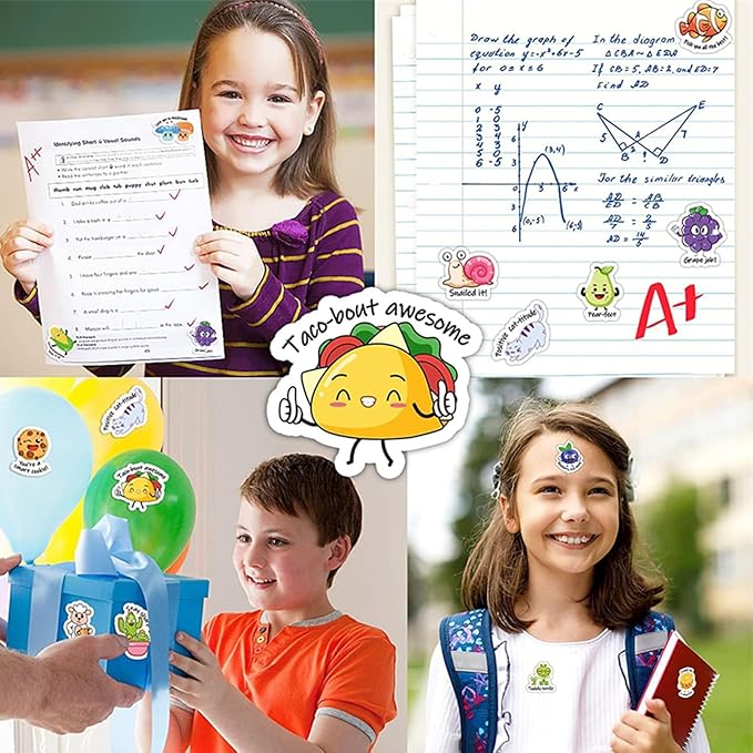 BoAn 960PCS Punny Teacher Stickers for Students, Inspirational Positive Accents Words & Cute Animal Motivational Reward Stickers for Kids Classroom & Home School Supplies