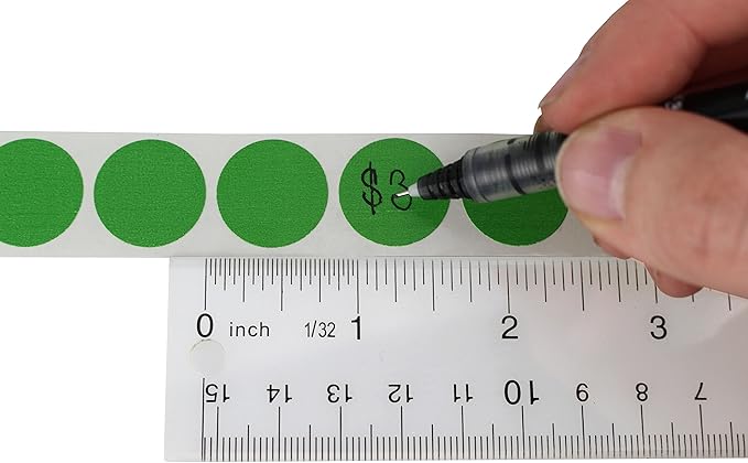 ChromaLabel 3/4 Inch Round Colored Stickers, Removable Sticky Dots Color Coding Labels, Ideal Sticker Dots for Arts and Crafts - 1000 Coding Stickers per Roll, Green