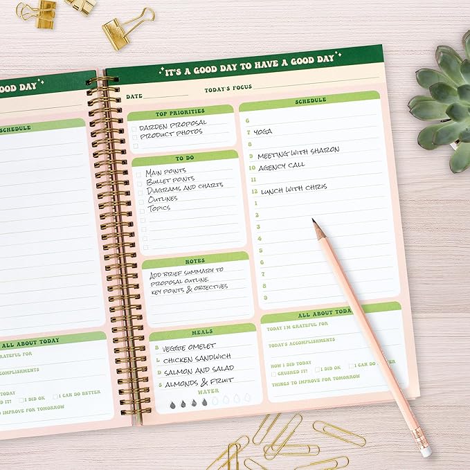 THiNKABLE Undated Daily Planner Notebook 8.5x11, Cute Notebook, Pink Green To Do List Large Hardcover Spiral Schedule Planner, Inspirational Quote Students Girls Teens (PLANNER PARENT)