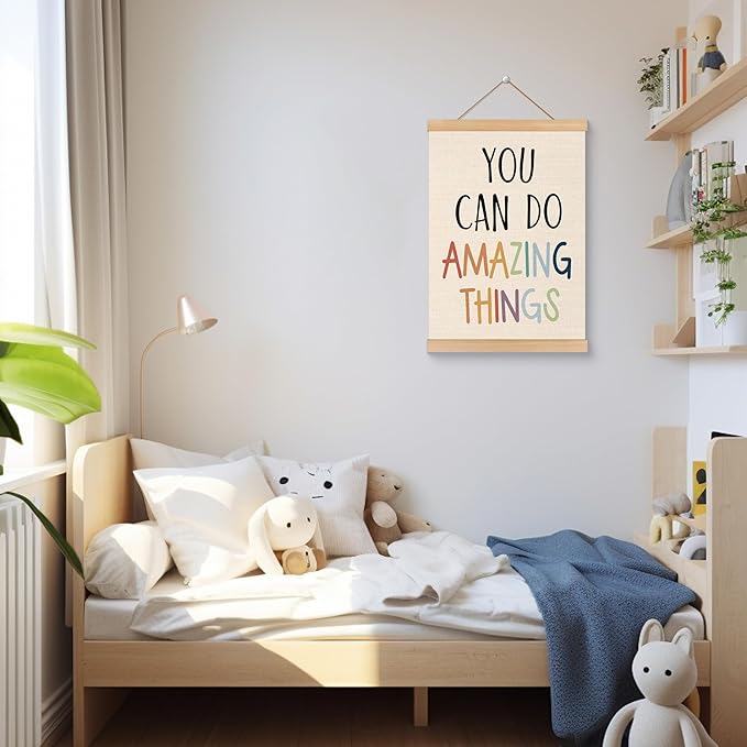 ROXMART Boho Inspirational Kids Poster Hanger Frame, Motivational Wall Decor, You Can Do Amazing Things Positive Wall Art Prints Decor for Kids Room Nursery Playroom Classroom, 12x16 Inch