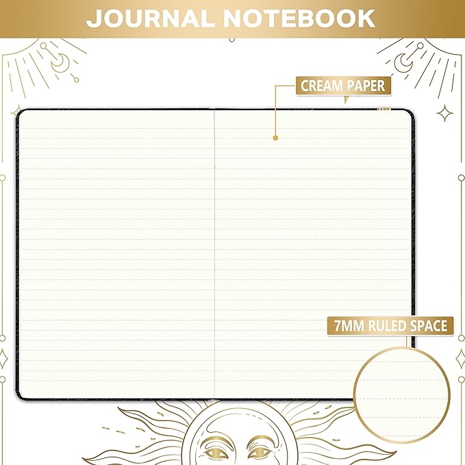Artfan Ruled Notebook/Journal – Premium Thick Paper Faux Leather Classic Writing Notebook with Pocket + Page Dividers Gifts, Banded, Large, 144 Pages, Hard Cover, Lined (5.8 x 8.4) - Black