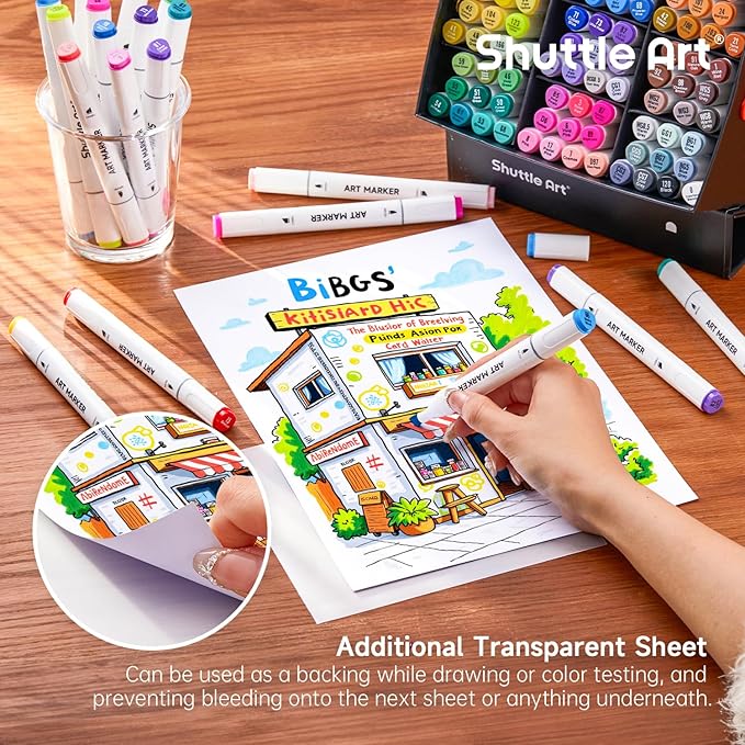 Shuttle Art Brush Tip Alcohol Markers, Dual Tip Brush & Chisel Tip Art Marker Set, 89 Colors Marker Pens with Organized Case Perfect for Illustration Kids Students Adults Coloring Sketching