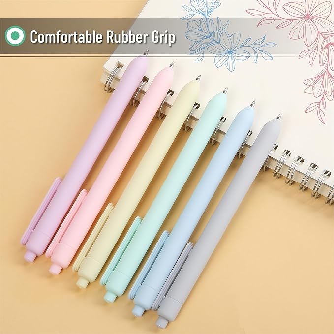 Mr. Pen- Retractable Gel Pens, 6 Pack, Color Ink Gel Pens Fine Point, Pastel Colors, 0.7mm, Back to School Supplies
