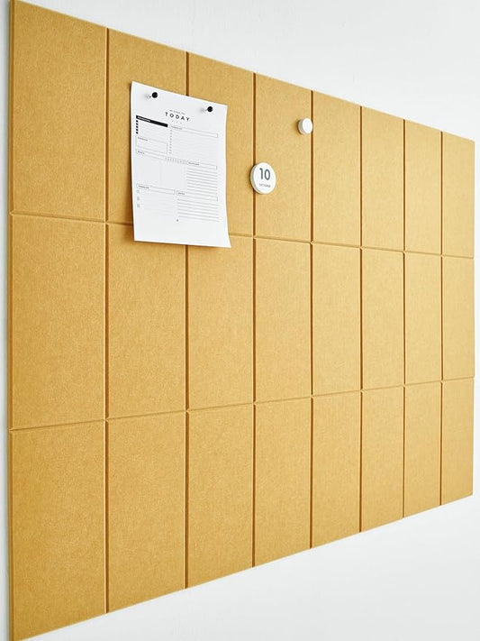 Large Bulletin Board 48x36- Office Wall Organizer to Replace Your Old Cork Boards for Walls for Office Decor - 24-Pack Felt Wall Tiles for Use in Home Office Decor as Photo Board (Mustard)