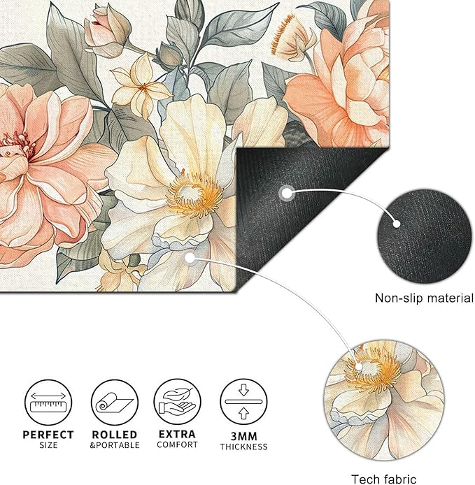Floral XL Mouse Pad 31.5 x 11.8 Inch Gaming Mousepad Diatomite Large Keyboard Mouse Pad for Home and Office Desk Accessories with Elegant Botanical Bloom Artwork