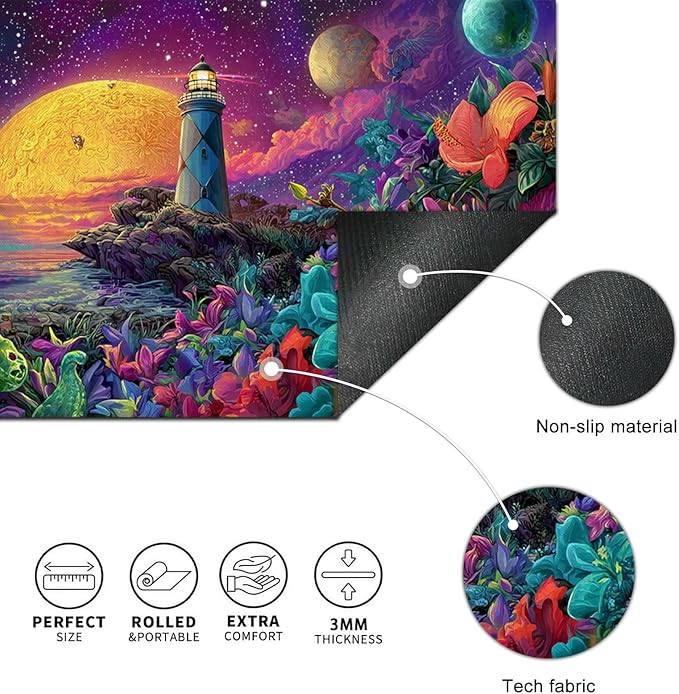 Large Mouse Pad Gaming Mousepad 31.5 x 11.8 Inch Keyboard Desktop Mat Diatomite XL Mouse Pad for Home and Office Desk Accessories with Fantasy Cosmic Frog Lighthouse Artwork Diatomite