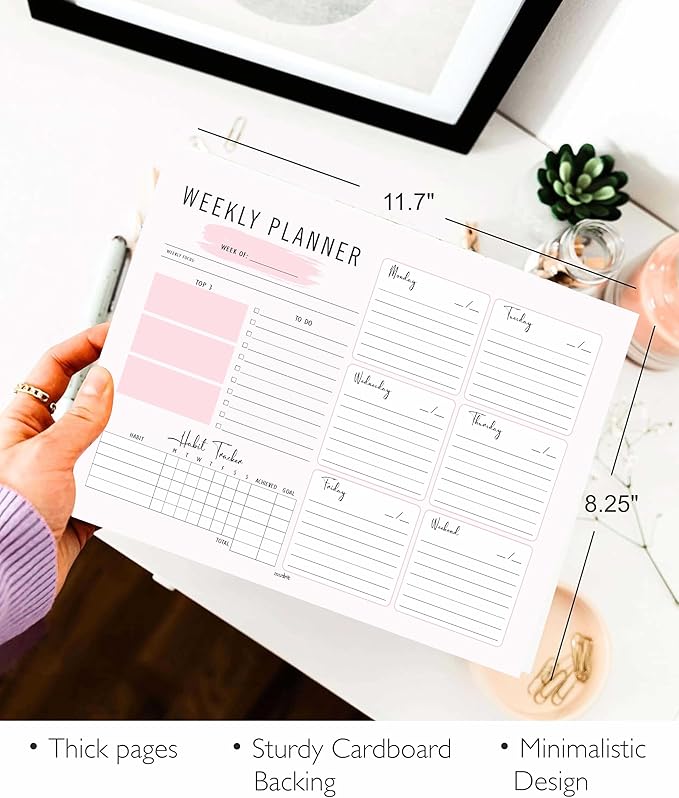 Weekly Planner Notepad Tear Off Premium 53 Thick A4 Paper Weekly Sheets, Weekly To Do List, Daily To Do List, Habit Tracker, Academic 8.5 x 11