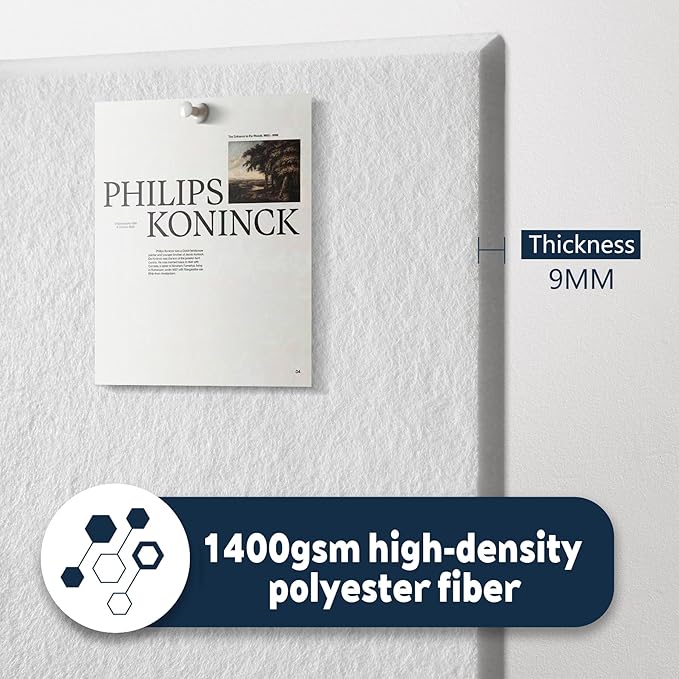 Cork Board Alternative 36"x24",with 50 PushpinsVision Board and Decorative Hanging Pin Board (White)